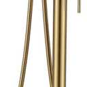 Freestanding Tub Filler Faucet, Floor Mount Brushed Gold Bathtub Faucet with Single Handheld Shower, Brass Shower Tub Faucet Set Complete, Bathtub Faucet with Shower