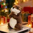 Cute Weighted Otter Stuffed Animal, 7.5" Adorable River Otter Plush Standing Prayer Toy Fluffy Soft Kawaii Plushy Home Decor Birthday Gift for Boys Girls Kids Teens Adults (Brown, 19cm)