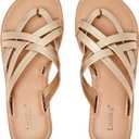 Luoika Women's Wide Width Flat Sandals, Flip Flop Slides Sandal Casual Strapy Sandal Slip on Summer Beach Shoes for Women. (Gold, 10.5)