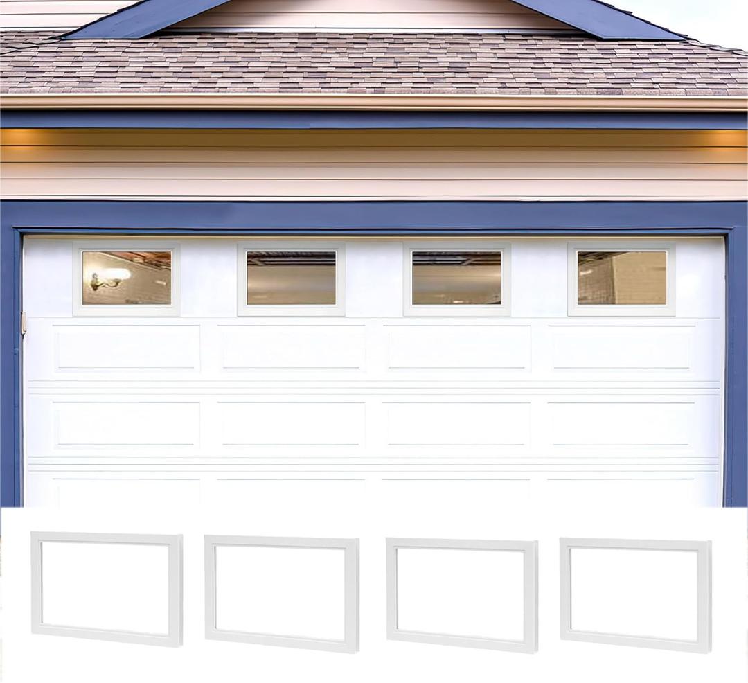 4PCS Garage Door Windows, 20.7"x13.8" Garage Door Windows Inserts with Plexy Glass for Exterior Garage Doors, Clear Design