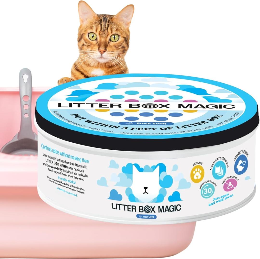 Litter Box Magic Cat Litter Deodorizer Jar (Fresh Scent, 16 Oz, Pack of 1) - Cat Litter Odor Absorber Gel In A Jar - Litter Box Pet Air Freshener - Litter Odor Eliminator to Freshen Air