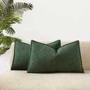 JUSPURBET Green Decorative Pillow Covers 14x24 Set of 2 Throw Pillow Covers for Couch Sofa Bed Cozy Boucle Textured Lumbar Cushion Covers Cases with Hidden Zipper for Living Room Home Decor