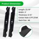 942-04244 Blade for 46'' Deck, 942-04244A Mower Blade Compatible with C ub Cad et XT1 LT46 LTX 1045 RZT-L46, C raftsman T140 T240, T roy-Bilt, M TD, Replaces 942-04290, 742-04290, 6 Point Star, 2Pack