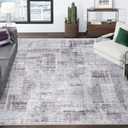 Eleisa Modern Abstract 9x12 Area Rug, Non-Slip Stain Resistant Washable Rug, Purple & Grey Large Rug for Living Room, Abstract Vintage Carpet for Bedroom, Kitchen, Dining Room, Home Office