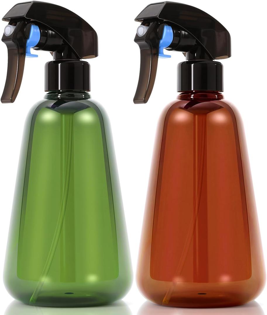 Spray Bottle for Plants 2 Pack, 16oz - Ultra Fine Mist, Plant Mister Empty Spray Bottles Indoor, Leak Proof Misting Water Sprayer Bottle for Gardening, Plant Care, Hair Care, Cleaning Solutions (Green & Brown)
