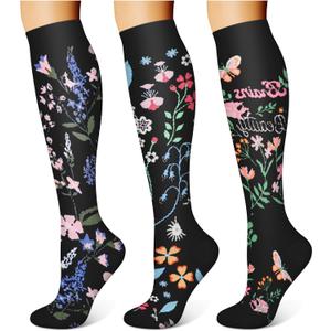 WITHYOU 3 Pairs Compression Socks for Women & Men 15-20 mmHg,Best Support for Nurses Running Hiking (Large-X-Large, 09 Black/Black/Black)