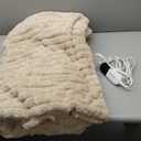 Heated Electric Blanket Throw: 6-Level Fast Heating, 4-Hour Auto-Off, Soft&Warm Stripe Faux Rabbit Fur, for Couch Home Office, with Overheating Protection & ETL Certified (50 x 60,Khaki)