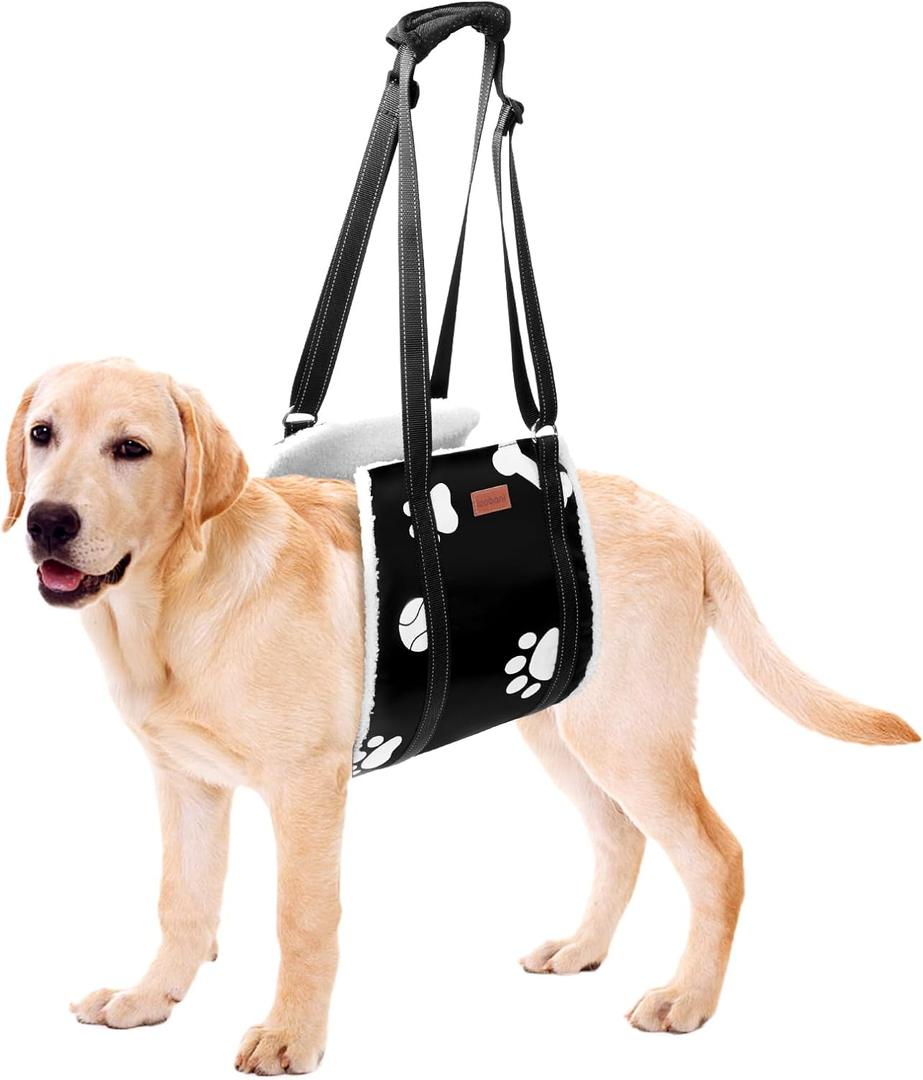 LOOBANI Dog Sling for Large Dogs Hind Leg Support, Portable Dog Lift Harness for Back Legs, Comfortable Leg Support Assistance for Elderly Dogs with Hip, ACL Brace, Senior, Injured (Large) Black