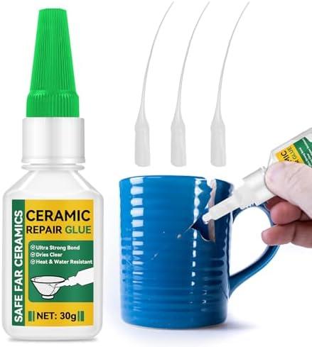 2 Units Ceramic Glue, 30g Strong Bonds Tile Adhesive, Waterproof, Heat-Resistant, Fast-Drying Ceramic Glue Repair for Pottery, Porcelain, Dishes, Tiles, Vase, Toy, DIY Crafts, and More