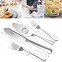 3 x Cake Cutting Set for Wedding, Cake Knife and Server Set with Forks for Mr and Mrs Bridal Shower Gifts (Silver)