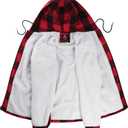 G Gradual Men's Flannel Jacket Fleece Sherpa Lined Hoodies Zip Up Plaid Shirt Warm Winter Jackets for Men with Zipper Pockets (Red, M)