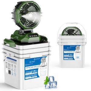 Portable Misting Fan with 25L Bucket, 30000mAh Rechargeable Battery Powered, 12Hrs Mist Rechargeable Fans, 4 Strong Winds, 4 Spray Mister, 3 Lighting Settings for Outdoor, Camping, Patios (Green)