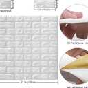 MYOYAY 10 Pcs 3D Wall Panels Peel and Stick 27.5 x 30.3 Inch (in Sum 57 sq.ft.) White Brick Wallpaper Self-Adhesive Foam Wall Panels for Living Room Bedroom Background Wall Decor