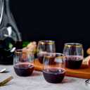 FOCUSLINE 32 Pack 12 OZ Plastic Wine Glasses, Stemless Disposable Wine Cups, Gold Rim Unbreakable Wine Glasses, Reusable Shatterproof Recyclable and BPA-Free Plastic Wine Cups
