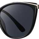 Trendy Cat Eye Sunglasses for Women Fashion Cateye UV400 Protection Glasses CL22017 (Black Lens/Black Frame)