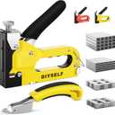 DIYSELF Staple Gun Heavy Duty 4-in-1 Upholstery Staple Gun with 4000 Staples Remover Fabric Stapler Stapler Gun for Wood Upholstering Crafts Carpet Wire grapadora para Madera Men Tool Gift Christmas (Yellow)