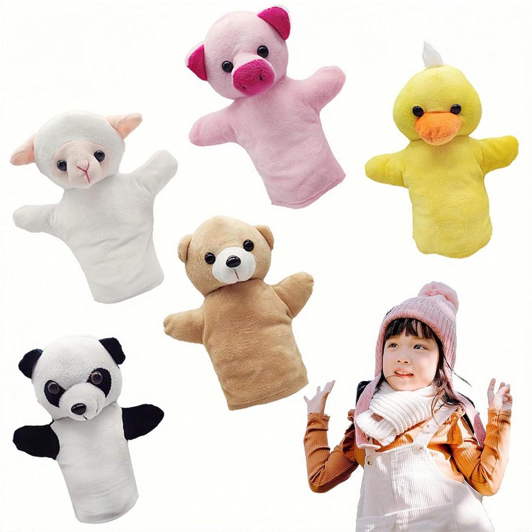 Yolococa Hand Puppets Animal Hand Party Toy for Kids, Soft Plush Puppet, 5 Pack