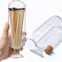 Extra Tall 11 Decorative Glass Matches Cloche Decorative Match Holder Jar for Candle Matches Trendy Fireplace Display Decor, Sticks Not Included