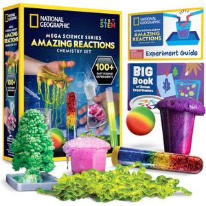 National Geographic Amazing Chemistry Set - Chemistry Kit with 100+ Science Experiments Including Crystal Growing and Reactions, Science Kit for Kids, STEM Gift for Boys and Girls 