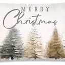 Neutral Merry Christmas Tree Pillow Covers 12x20 Double-Sided, Rustic Christmas Decor, Cozy Winter Abstract Pine Tree Lumbar Pillow Covers for Home Bedroom Living Room