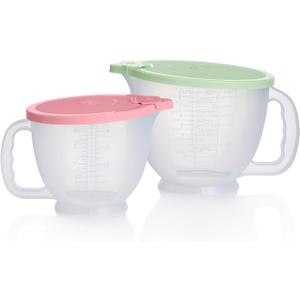 Tupperware Classic Mix-N-Store Pitcher Set in Mint Green and Candy Pink, Dishwasher Safe and BPA Free (2 Bowls, 2 Lids)
