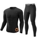 CL convallaria Long Johns Thermal Underwear for Men Soft Fleece Lined Base Layer Cold Weather Top Bottom Gift Set Midweight Crew Neck Black Large