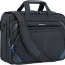 KROSER Laptop Bag 15.6 Inch Briefcase Messenger Bag Water Repellent Computer Case Shoulder Bag Durable Tablet Sleeve with RFID Pockets for Business/College/Women/Men - Black/Blue