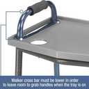 DMI Walker Tray With Cup Holders, Walker Tray For Folding Walkers, Mobility Accessory for Seniors, Tray Table for Standard Walkers, Multipurpose and Portable, Gray (1 Count (Pack of 1))