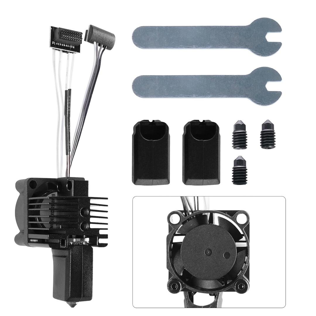 Comgrow P1 Series 3D Printers Hotend Kit, P1P and P1S Full Assembly Hardened Steel Hot End with Fan, Thermistor, 0.4mm Nozzle and Heating Block, Hotend Replacement for Bamboo Lab P1P and P1S