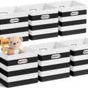 6 Pcs 11 Inch Fabric Storage Cubes with Metal Handle Back to School Classroom Supplies Black and White Striped Style Collapsible Bins Organizer for School Nursery Shelves Clothes Gift