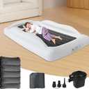 Inflatable Toddler Travel Bed - 61 Inches With Pillow Portable Toddler Bed for Travel with Safety Sides - Cozy Kids Air Mattress Set with Built-in Electric Pump & Carry Case- Easy to Inflate - Grey