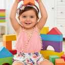 6M-3T Baby Girl Backless Bodysuit Outfit Set Romper Jumpsuit with Headband (Pink Flower)