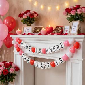 Valentines Day Garland Decoration Giant Friendship Bracelet Banner Garland Kit Jumbo Customizable DIY Bracelet Banner Kit with Letters for Valentines Wedding Baby Showers Anniversaries Decor