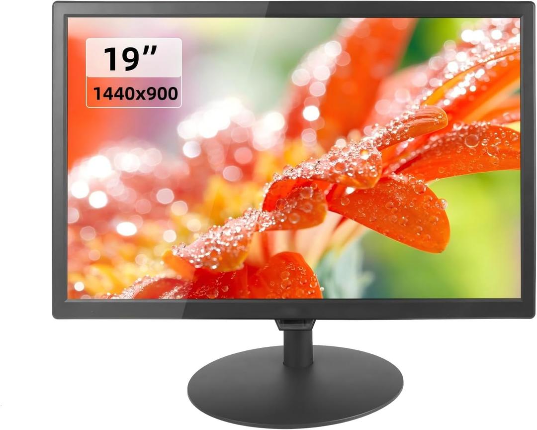 Prechen 19 Inch TV Flat Screen 1440 * 900 HD Widescreen TV with ATSC Tuner Antenna,Remote/HDMI/USB/AV/VGA Input, Suitable for Kitchen Bedroom RV Camper (No Smart TV)