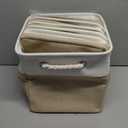 11 x 11 Inch Storage Cubes, 6 Pack Large Collapsible Fabric Storage Bin with Ropes, Foldable Storage Cubes for Home, Office,Closet, Clothes, Toys Organizer (White&Beige)