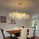 Tree Branch Chandelier L47 Luxury Rectangular Crystal Raindrop Pendant Light 13 Lights Kitchen Island Hanging Light Fixture for Living Room Dining Room Foyer Entryway Gold, Rectangular L47.3" Gold
