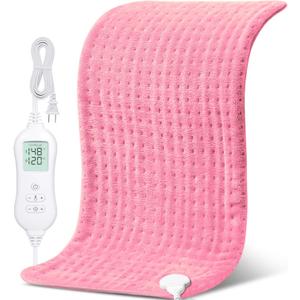 NOWWISH Heating Pad for Back Pain & Cramps Relief, Moist Heat Pad for Neck & Shoulder, Auto Shut Off, Machine Washable, Gifts for Women, 17"x33" Pink