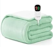 Homemate Heated Blanket Electric Throw - 50"x60" Heating Blanket Throw 1/2/4/6/8 Hours Auto-Off 10 Heat Levels Over-Heat Protection Soft Flannel Sherpa ETL Certification (striped))