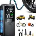 Anycash Tire Inflator Portable Air Compressor, T05 Air Pump for Car, Motorcycle, Bike, Balls with Tires Pressure Gauge, 150PSI Air Compressor Portable, Tires Pump with LED Light & Auto Shut-Off