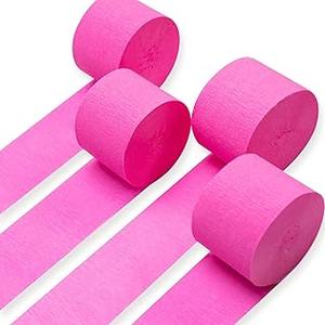 PartyWoo Crepe Paper Streamers 6 Rolls 328ft, Pack of Deep Pink Crepe Paper for Party, Wedding, Birthday, Baby Shower Decorations (1.8 Inch x 82 Ft/Roll)