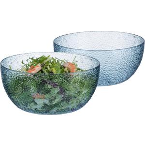 2-Pack 130 OZ Acrylic Salad Bowls, 9.5 inch Shatter-Resistant Serving Bowls, Large Plastic Mixing Bowls for Outdoor or Home Gatherings, Blue