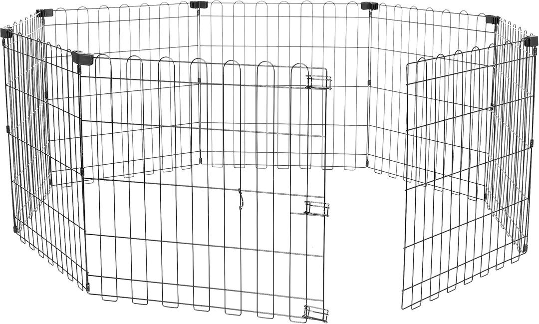 Amazon Basics Foldable Octagonal Metal Exercise Dog Playpen - Indoor/Outdoor, No Door, Extra Small (8 Panels, 24 x 24), Easy to assemble, store, and customize, 24" - Puppy, Black Amazon Basics Foldable Octagonal Metal Exercise Dog Playpen - Indoor/Outdoor, No Door, Extra Small (8 Panels, 24 x 24), Easy to assemble, store, and customize, 24" - Puppy, Black