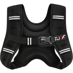 FUFF Weighted vest woman - 5lb/12lb/10lb/15lb/20lb/25lb/30lb Weights with Reflective Stripe, Weighted Vest for Men Women Strength Training Running Walking Jogging (Black)