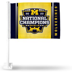 Rico Industries NCAA Football CFP National Champions Double Sided Car Flag - 16" x 19" - Strong Pole that Hooks Onto Car/Truck/Automobile
