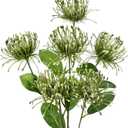 Hollyone 33" Green Artificial Mums Flowers Chrysanthemum Flowers 2Pcs Spider Mum Flower Arrangement Faux Pincushion Flower Faux Flowers with 3 Heads Long Stem for Centerpiece Bouquet Home Decor