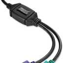 Perixx PERIPRO-401 PS2 to USB Adapter for Keyboard and Mouse - Built-in USB Controller - Black
