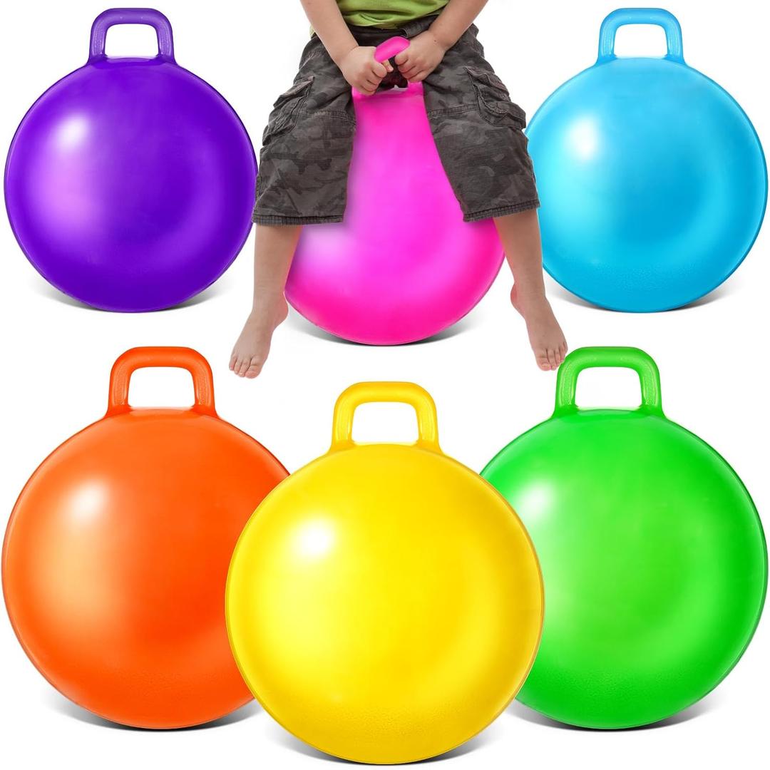 Sratte 6 Pcs Hopper Ball with Handle Bouncing Marble Bouncy Balls Hopping Toys Inflatable Jumping Toy for Jumping Sport Hop Boys Girls Gifts Party Favors(Bright Color)