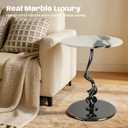 Adolif Round Marble Side Table 16 Inch Pedestal End Table for Living Room