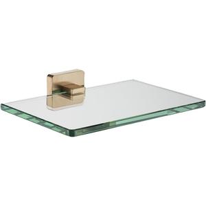 JQK Bathroom Glass Shelf, Tempered Glass Shower Storage 8 by 5 inches, 304 Stainless Steel Champagne Bronze Wall Mount, TGS201L8-CB