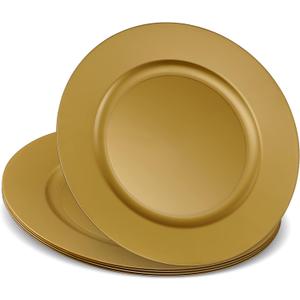 13'' Party Chargers Large Plates & Platters Great for Elegant Party's Weddings Tableware Great for Serving dish Gold Pack of 6
